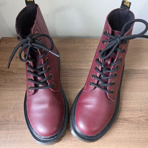 EUC DR MARTENS AIRWAIR MAROON LACE UP BOOTS SIZE US 6 WOMENS - Picture 6 of 16